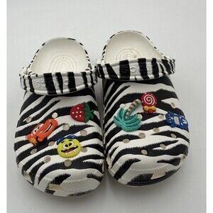 crocs men 6 womens 8 zebra